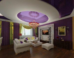 Фиолетовые обои в интерьере комнаты