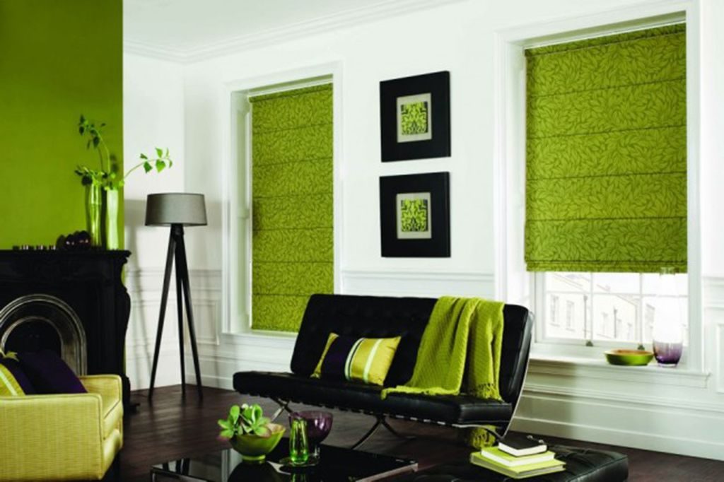 Зеленые шторы в интерьере, гармоничные сочетания с зеленым